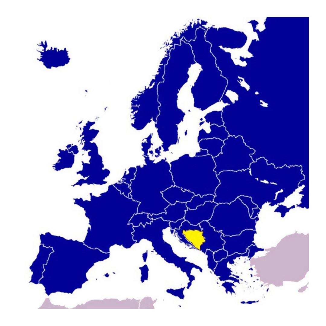 Карта на Босна и Херцеговина европа