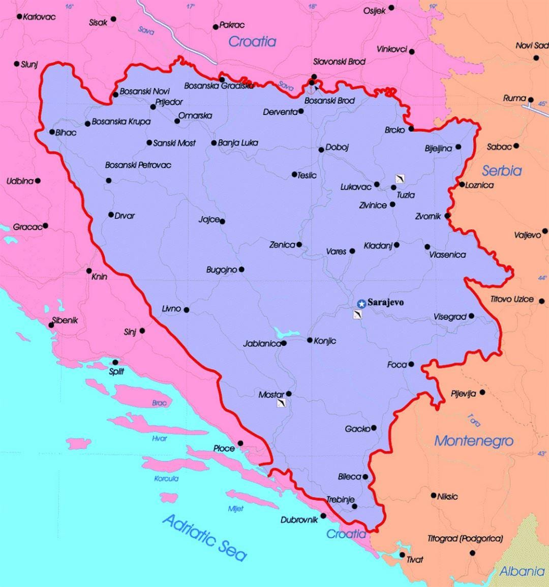 Босна и Херцеговина, политичката карта