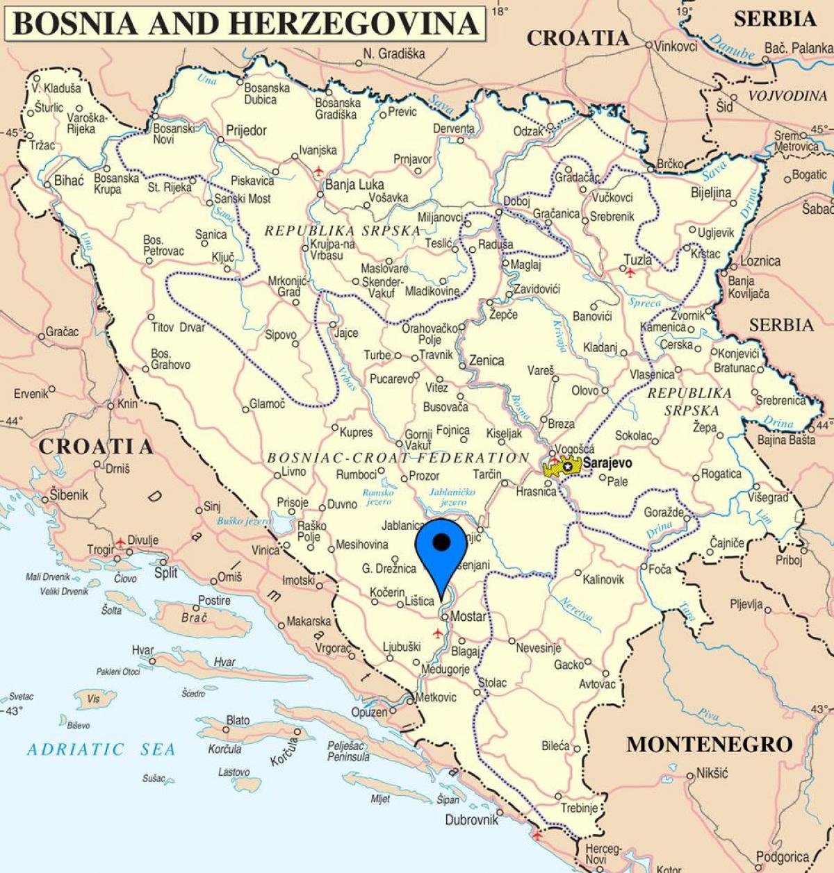 карта на мостар Босна и Херцеговина