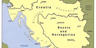 Карта на Босна и Херцеговина и околните земји